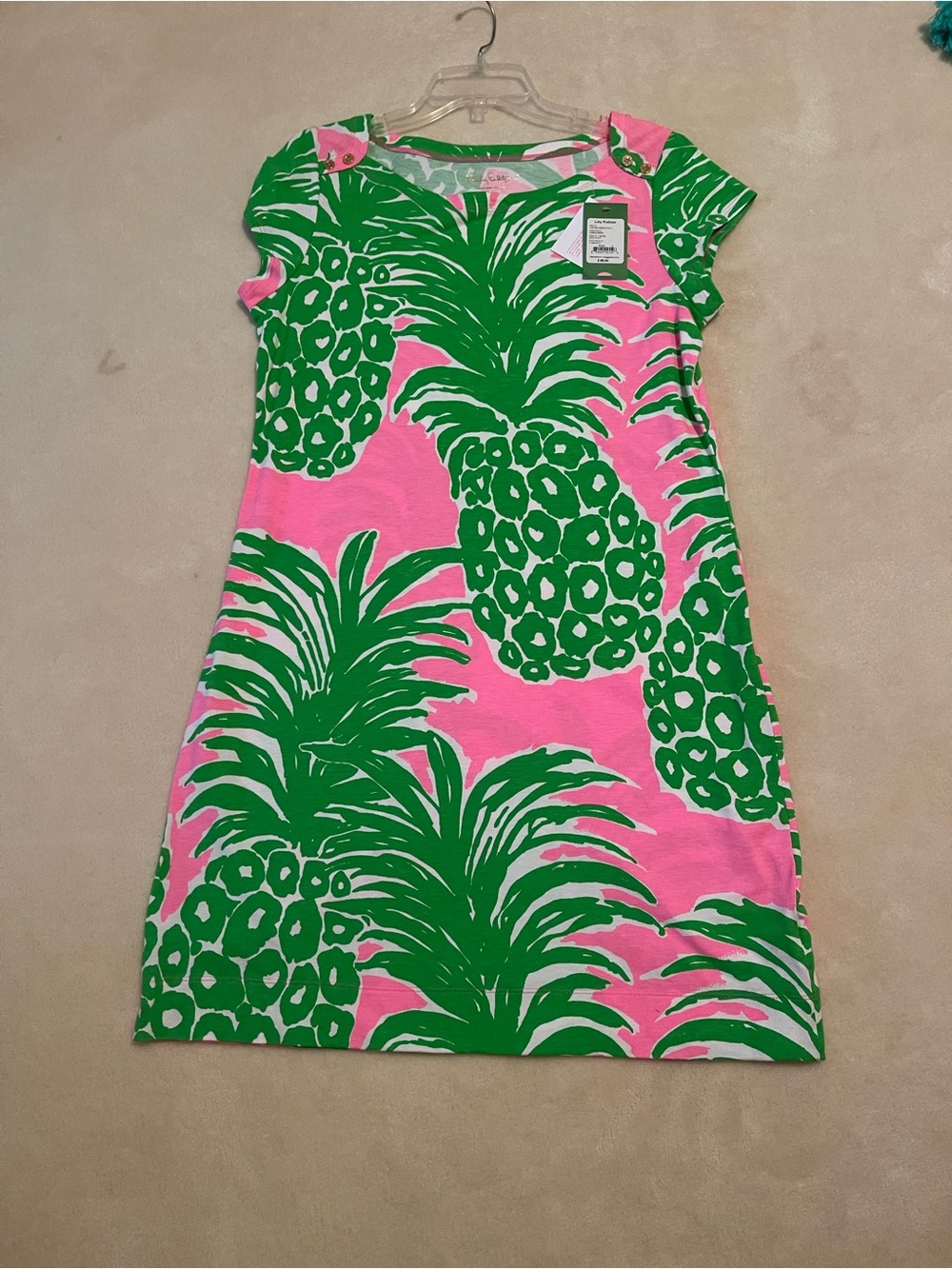 Women’s Pink & Green Pineapple Print Dress - Bright Summer Style